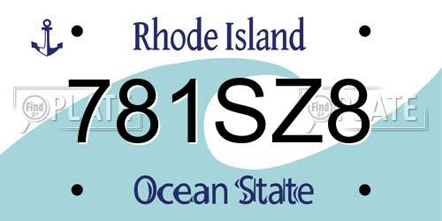 781SZ8 Rhode Island License Plate
