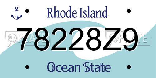 78228Z9 Rhode Island License Plate