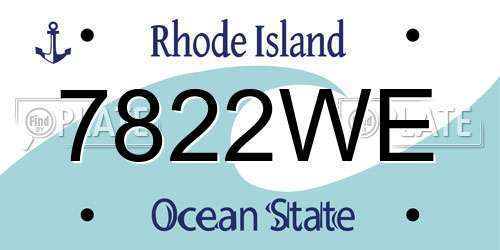 7822WE Rhode Island License Plate