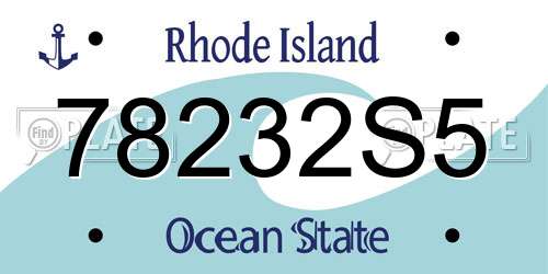 78232S5 Rhode Island License Plate