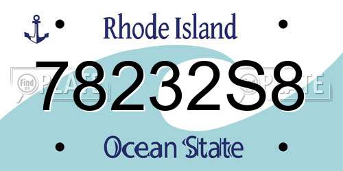 78232S8 Rhode Island License Plate