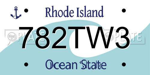 782TW3 Rhode Island License Plate
