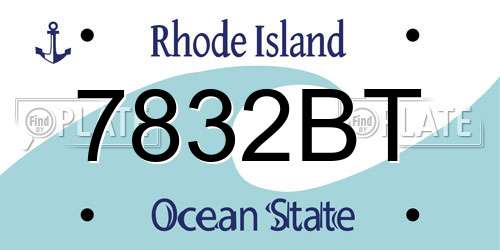 7832BT Rhode Island License Plate