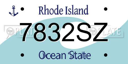 7832SZ Rhode Island License Plate