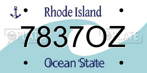 7837OZ Rhode Island License Plate