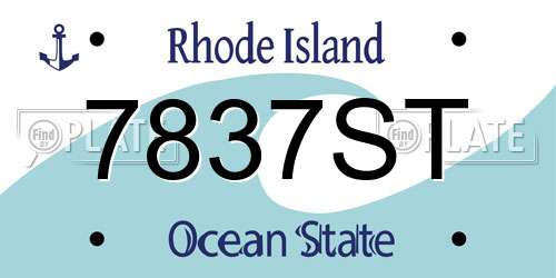 7837ST Rhode Island License Plate