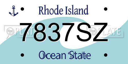 7837SZ Rhode Island License Plate