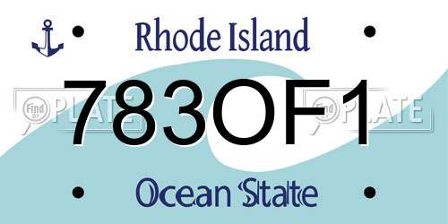 783OF1 Rhode Island License Plate