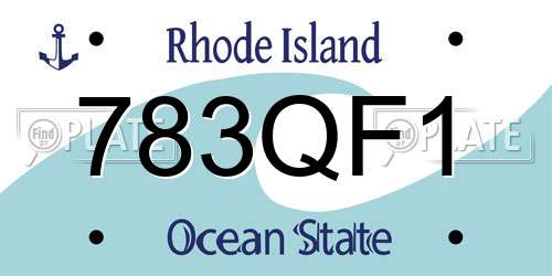 783QF1 Rhode Island License Plate