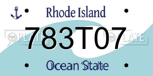 783T07 Rhode Island License Plate