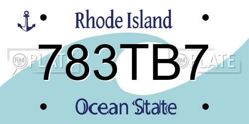 783TB7 Rhode Island License Plate