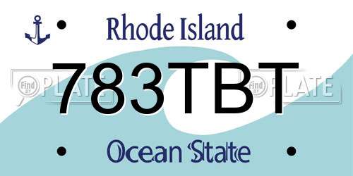 783TBT Rhode Island License Plate