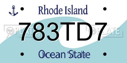 783TD7 Rhode Island License Plate