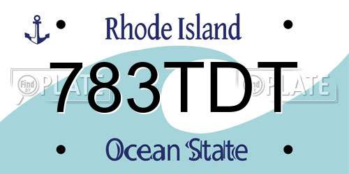 783TDT Rhode Island License Plate