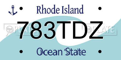 783TDZ Rhode Island License Plate