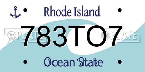 783TO7 Rhode Island License Plate