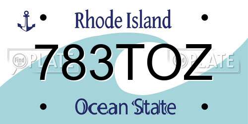 783TOZ Rhode Island License Plate