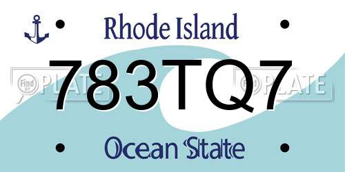 783TQ7 Rhode Island License Plate