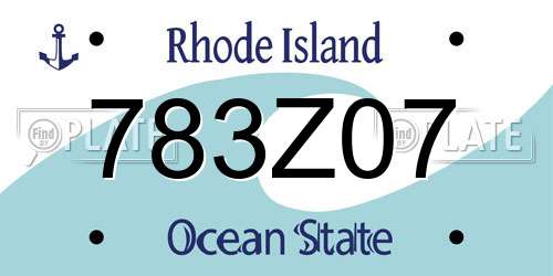 783Z07 Rhode Island License Plate