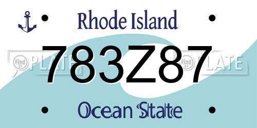 783Z87 Rhode Island License Plate