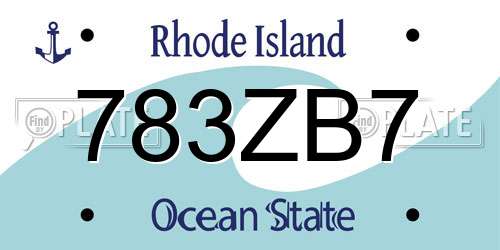 783ZB7 Rhode Island License Plate
