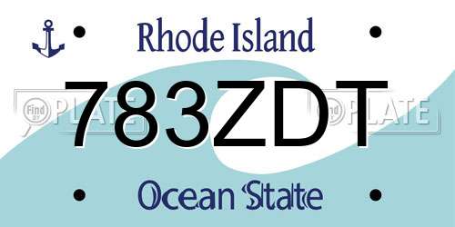 783ZDT Rhode Island License Plate
