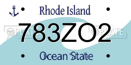 783ZO2 Rhode Island License Plate