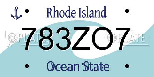 783ZO7 Rhode Island License Plate