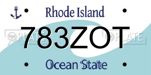 783ZOT Rhode Island License Plate