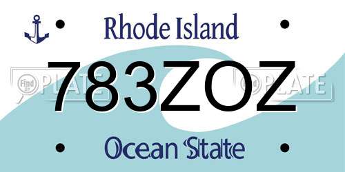 783ZOZ Rhode Island License Plate