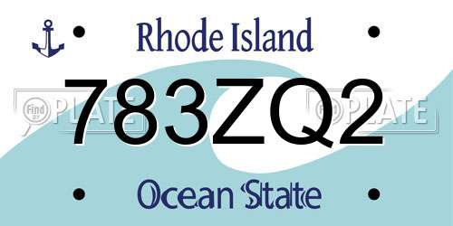 783ZQ2 Rhode Island License Plate