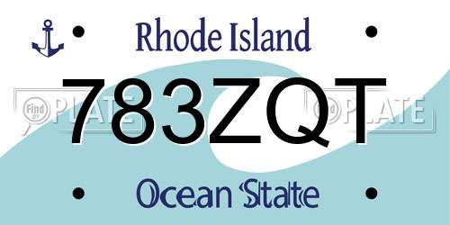 783ZQT Rhode Island License Plate