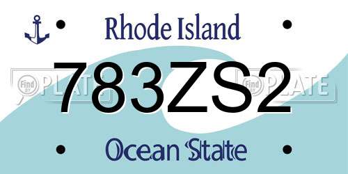 783ZS2 Rhode Island License Plate