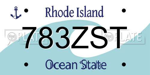 783ZST Rhode Island License Plate