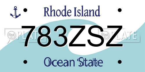 783ZSZ Rhode Island License Plate