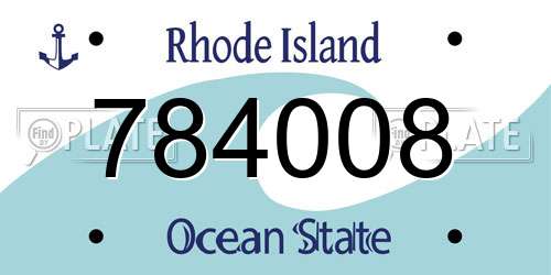 784008 Rhode Island License Plate