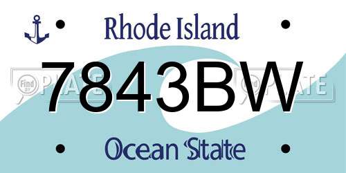 7843BW Rhode Island License Plate