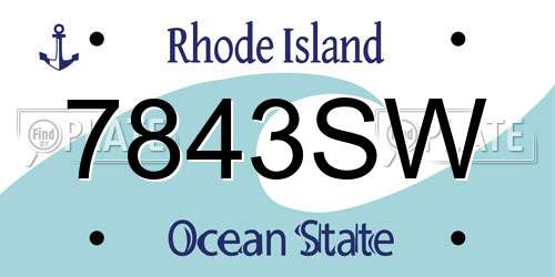 7843SW Rhode Island License Plate