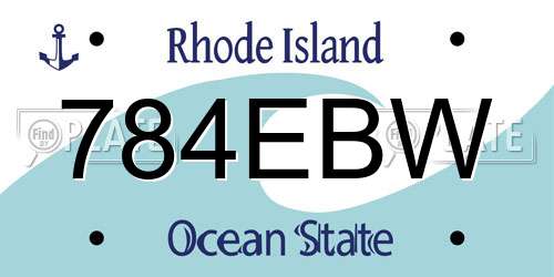 784EBW Rhode Island License Plate