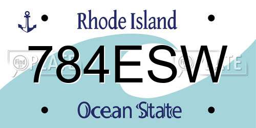 784ESW Rhode Island License Plate