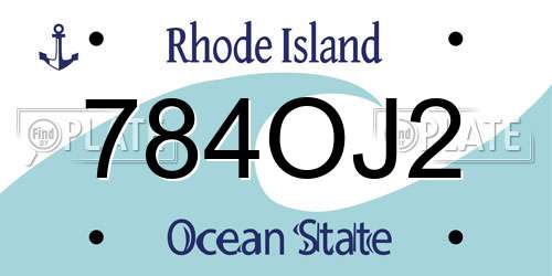 784OJ2 Rhode Island License Plate
