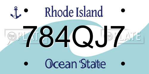 784QJ7 Rhode Island License Plate