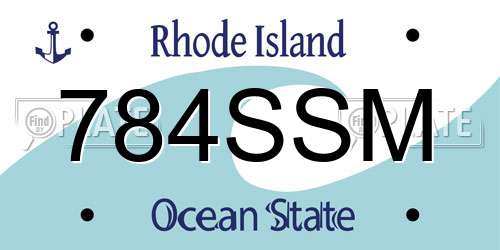 784SSM Rhode Island License Plate