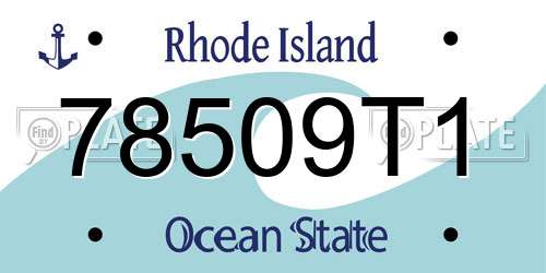 78509T1 Rhode Island License Plate