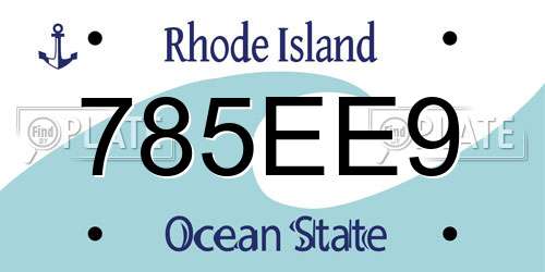 785EE9 Rhode Island License Plate