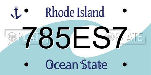 785ES7 Rhode Island License Plate