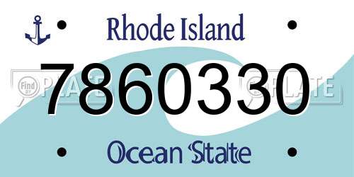 7860330 Rhode Island License Plate