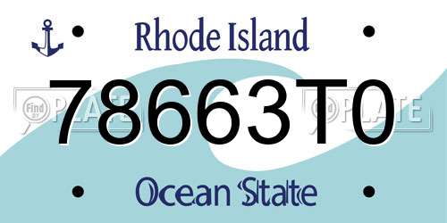 78663T0 Rhode Island License Plate