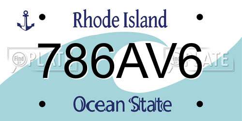 786AV6 Rhode Island License Plate