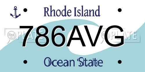 786AVG Rhode Island License Plate